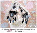 EA0042 – Liz Clairborne black & blue silver trapeze chandelier&nbsp;earrings
