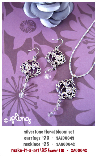 SA0004S - silvertone floral bloom set
