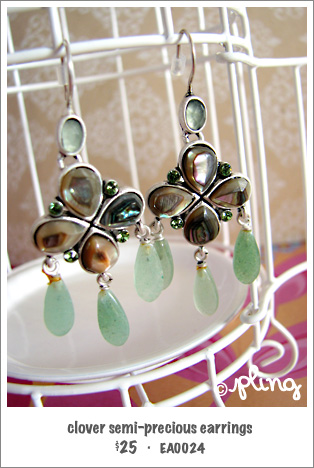 EA0024 - clover semi-precious earrings