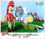 NA0146 - jumbo dumbo elephant & Pinocchio necklace