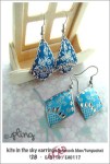 EA0116 and EA0117 – peacock blue/turquoise kite in the sky&nbsp;earrings