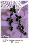 EA0082 - jet black leaf drop earrings
