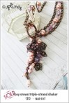 NA0107 - rosy crown triple-strand necklace