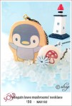 NA0192 – ‘penguin loves mushrooms’ necklace