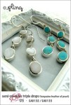 EA0132 – semi-precious turquoise triple drops | EA0133 – semi-precious Mother of Pearl triple&nbsp;drops