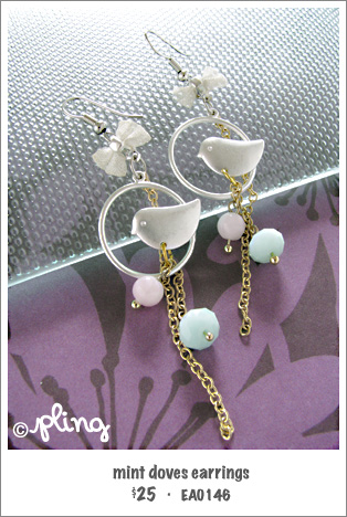 EA0146 - mint doves earrings