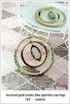 EA0093 – textured gold smoky blue sparkles earrings