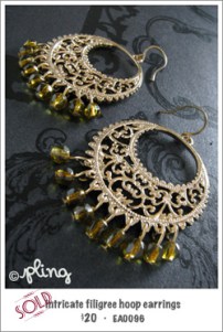 EA0096 - intricate filigree hoop earings