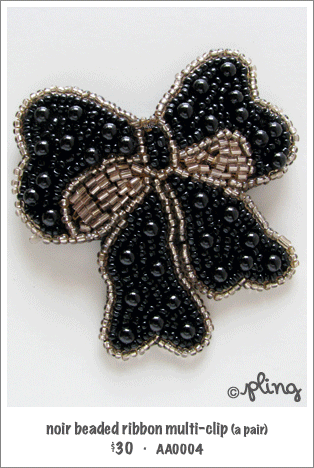 AA0004 - noir beaded ribbon multi-clip