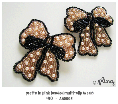 AA0005 - pretty in pink beaded multi-clip
