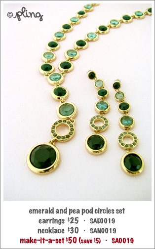 SA0019 - emerald and pea pod circles set