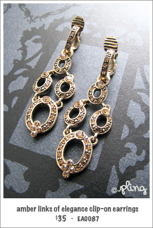 EA0087 - amber links of elegance clip-on earrings