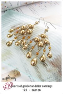 EA0106 - pearls of gold chandelier earrings