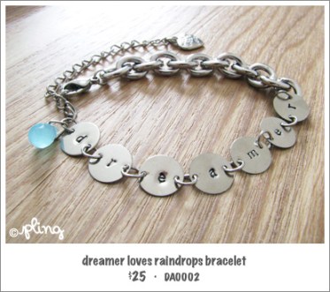 DA0002 - dreamer loves raindrops bracelet