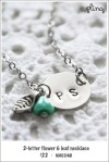 NA0248 – 2-letter flower & leaf&nbsp;necklace